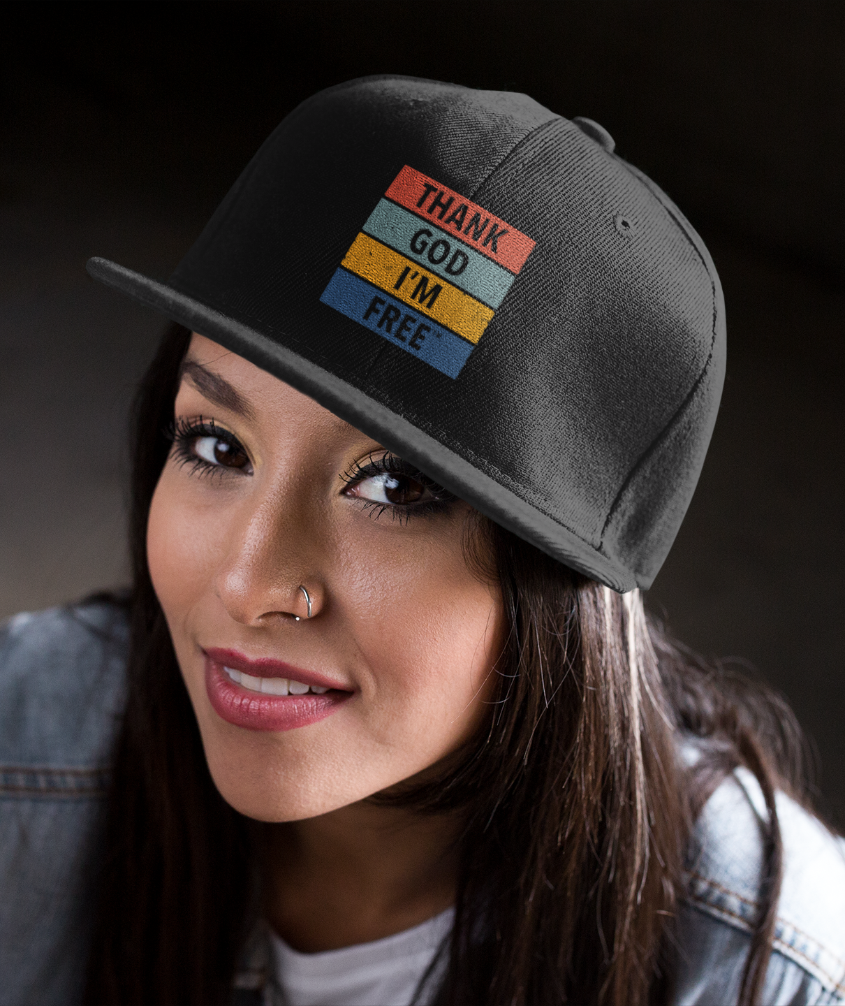 Antibiotika præcedens internettet Embroidered Black Multi-Colored Snapback Hat – Thank God I'm Free